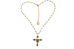 Collana Rosario + croce nera con sacro cuore