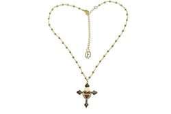 Collana Rosario + croce nera con sacro cuore