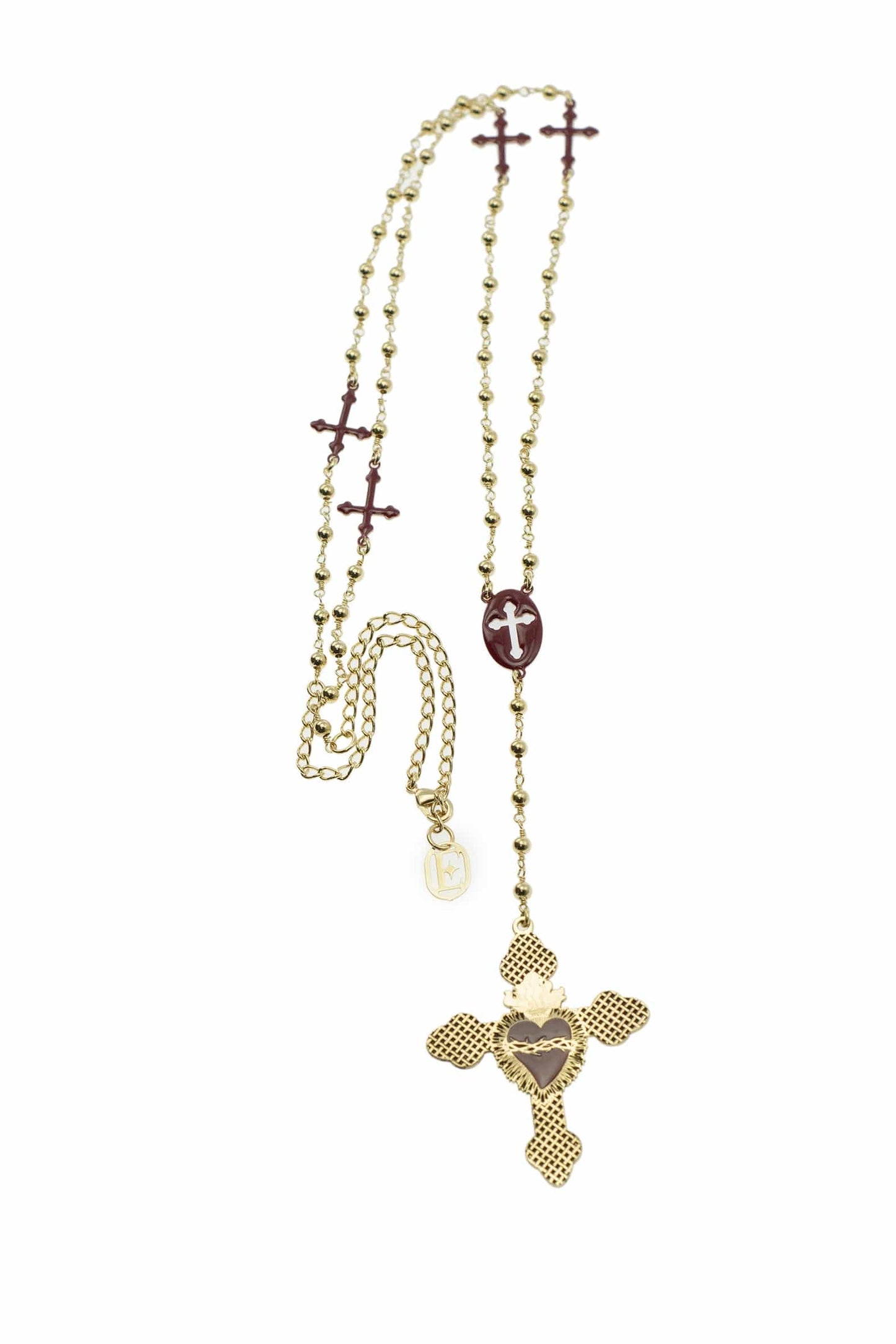 Collana Rosario + croce reticolo con sacro cuore