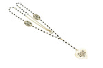 Collana Rosario + cuore con rosa nera