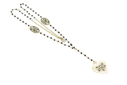 Collana Rosario + cuore con rosa nera
