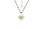Collana Rosario (42cm) + cuore con rosa nera