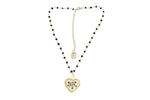 Collana Rosario (42cm) + cuore con rosa nera
