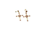 Orecchini Croce + rosa centrale + rose