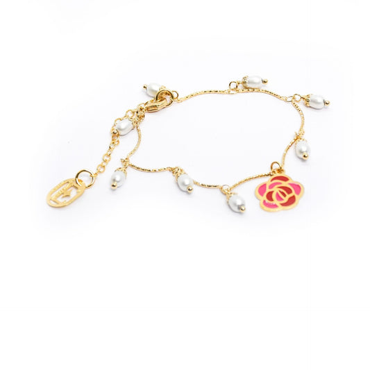 nuagedetoiles Bracciale Rosa con perle
