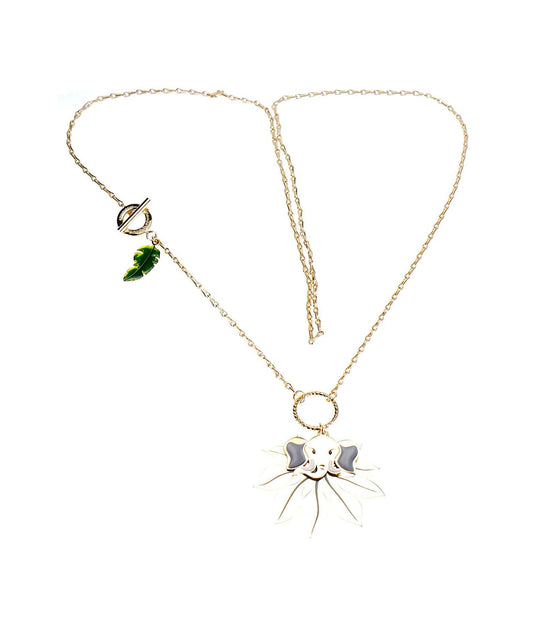 nuagedetoiles Collana elefante foglia t-bar