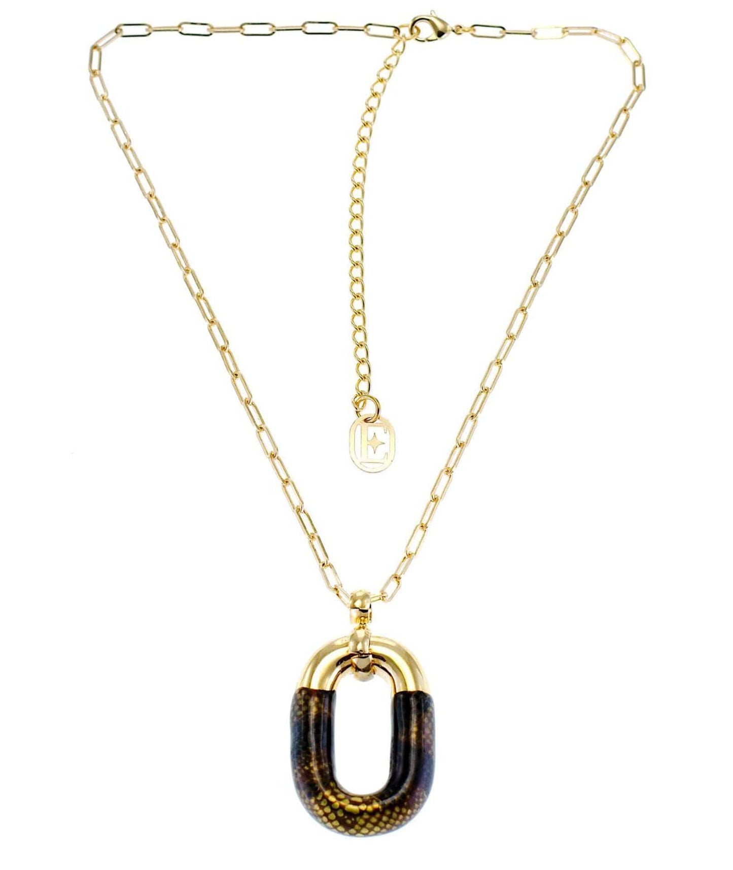 nuagedetoiles Collana Maglia Catena Ovale Allungata Pitonata