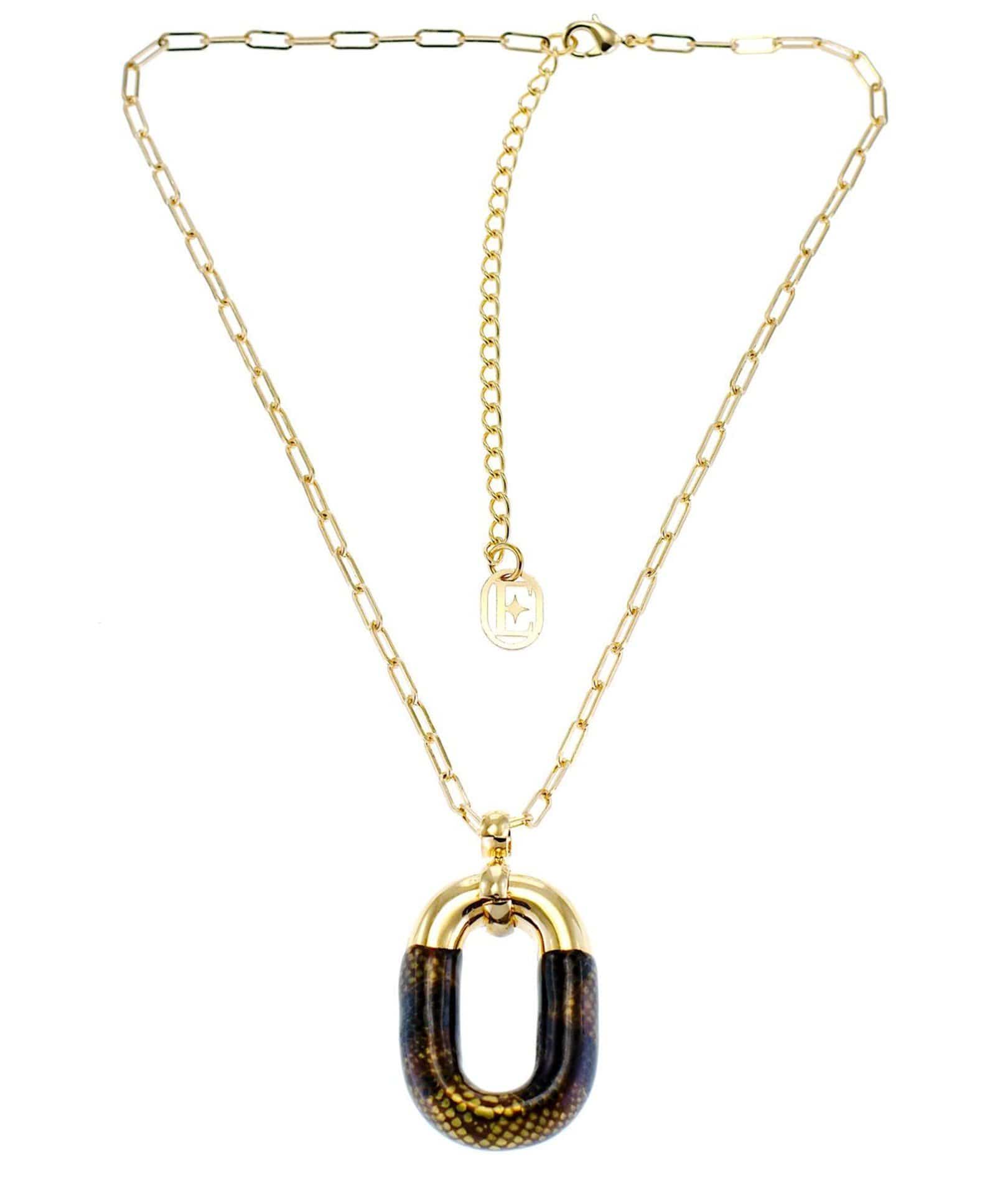 nuagedetoiles Collana Maglia Catena Ovale Allungata Pitonata