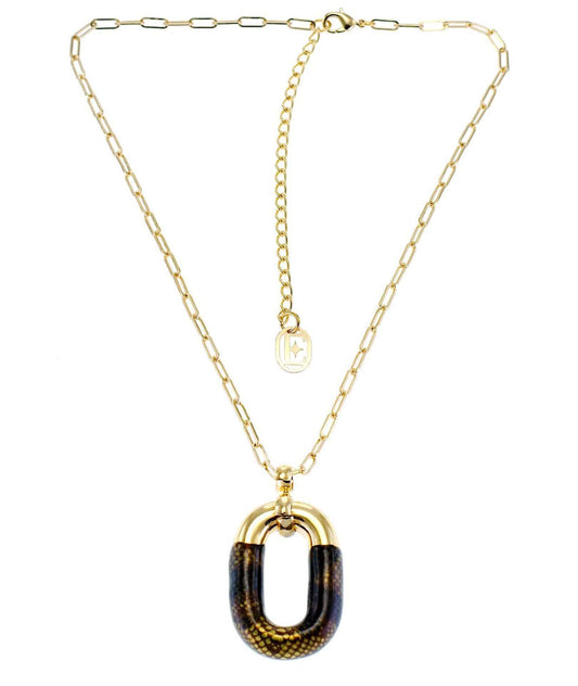 nuagedetoiles Collana Maglia Catena Ovale Allungata Pitonata