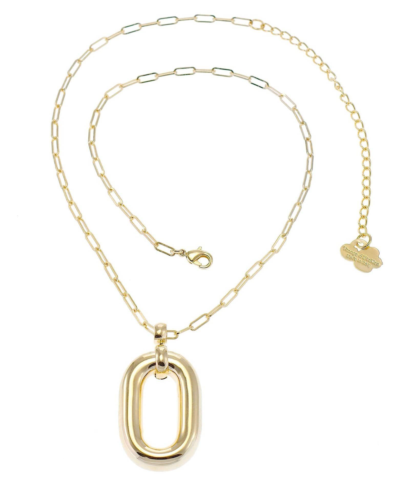 nuagedetoiles Collana Maglia Catena Ovale Liscia Allungata