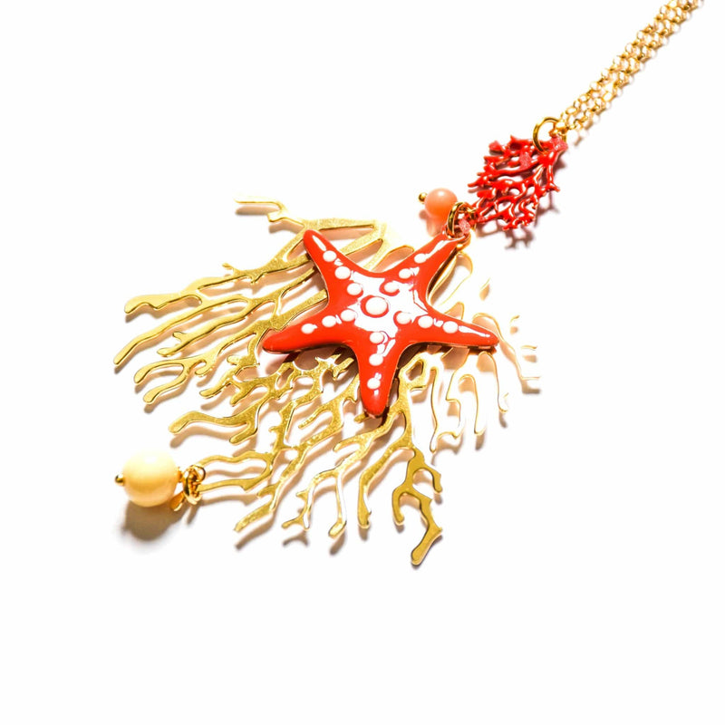nuagedetoiles collana Oro Giallo COLLANA LUNGA CORALLO STELLA