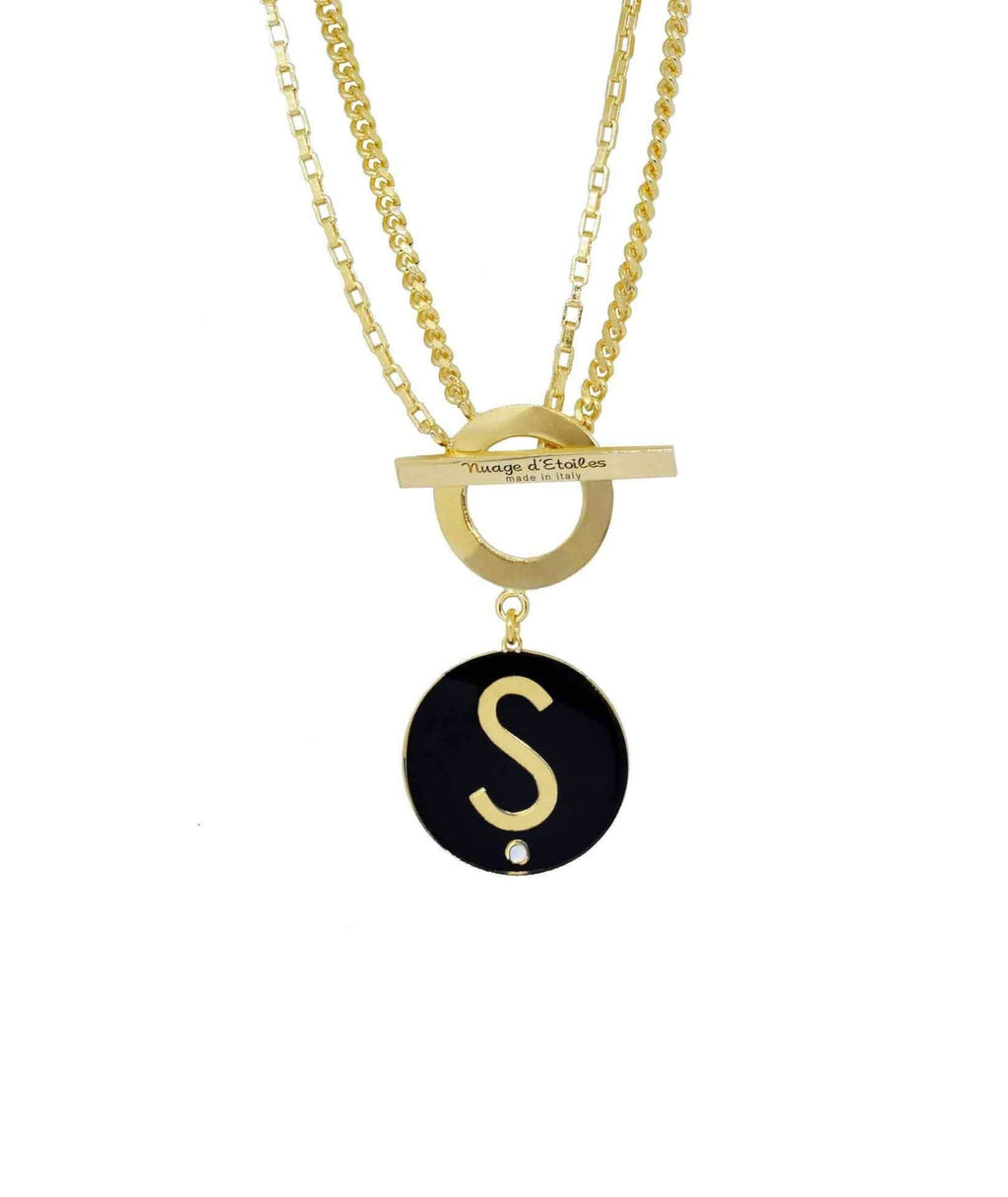 nuagedetoiles Collana t-bar con lettera media