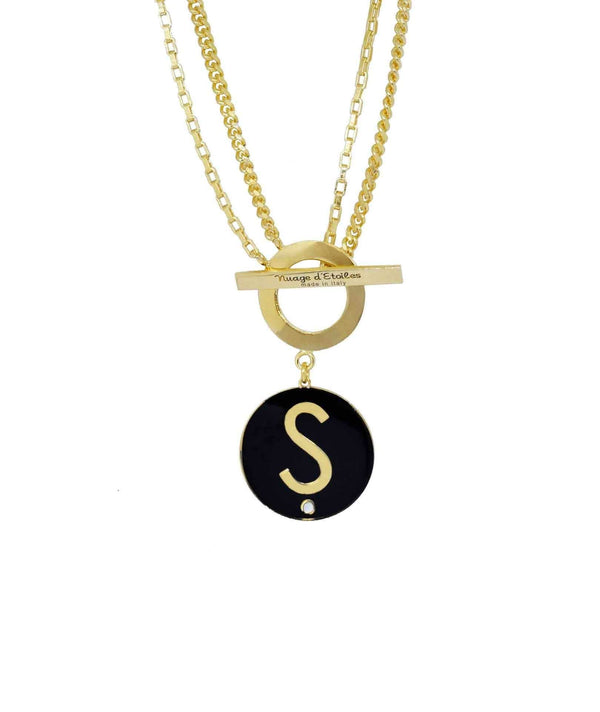 nuagedetoiles Collana t-bar con lettera media