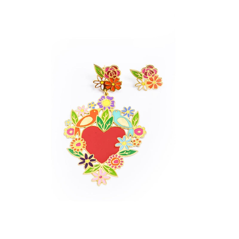 nuagedetoiles Orecchini Corazòn florito