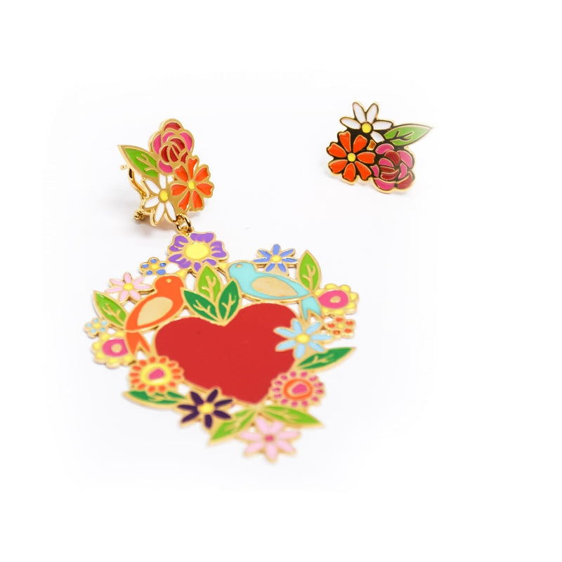 nuagedetoiles Orecchini Corazòn florito