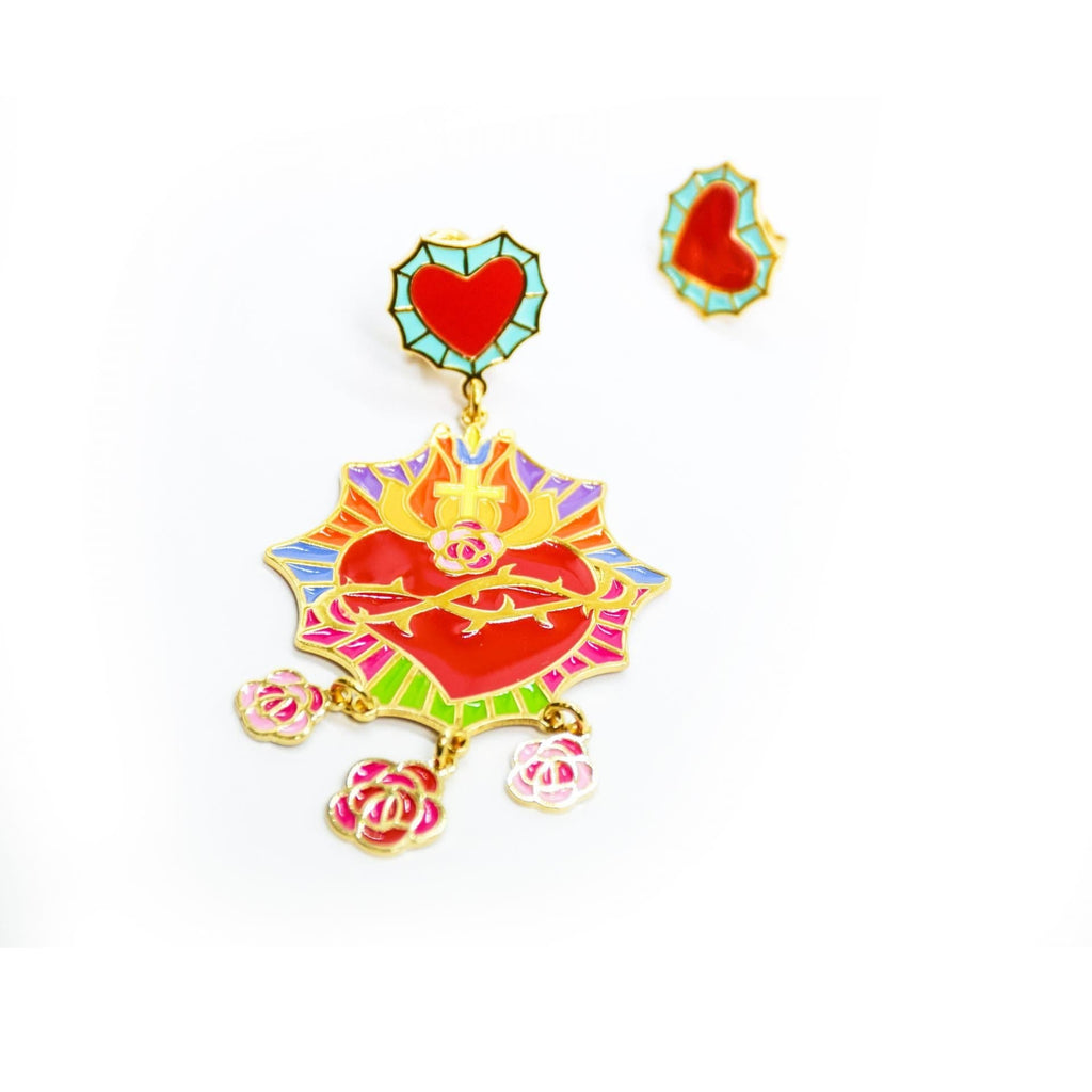 nuagedetoiles Orecchini Corazòn Sagrado charms