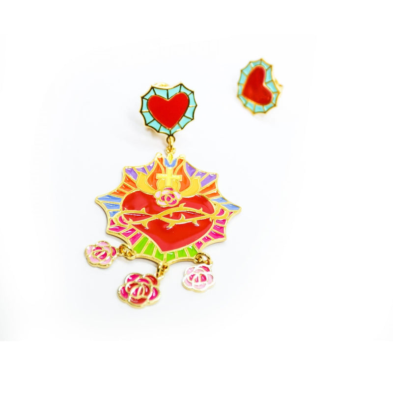 nuagedetoiles Orecchini Corazòn Sagrado charms