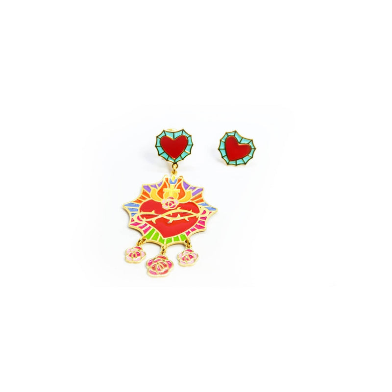 nuagedetoiles Orecchini Corazòn Sagrado charms