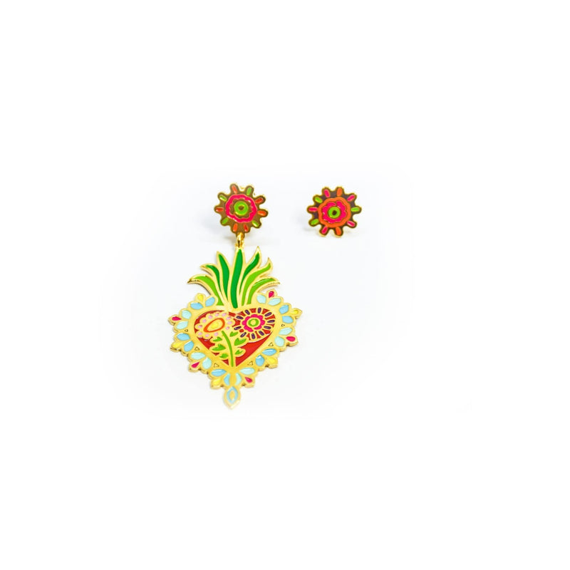 nuagedetoiles Orecchini Corazòn Sagrado Fiorito