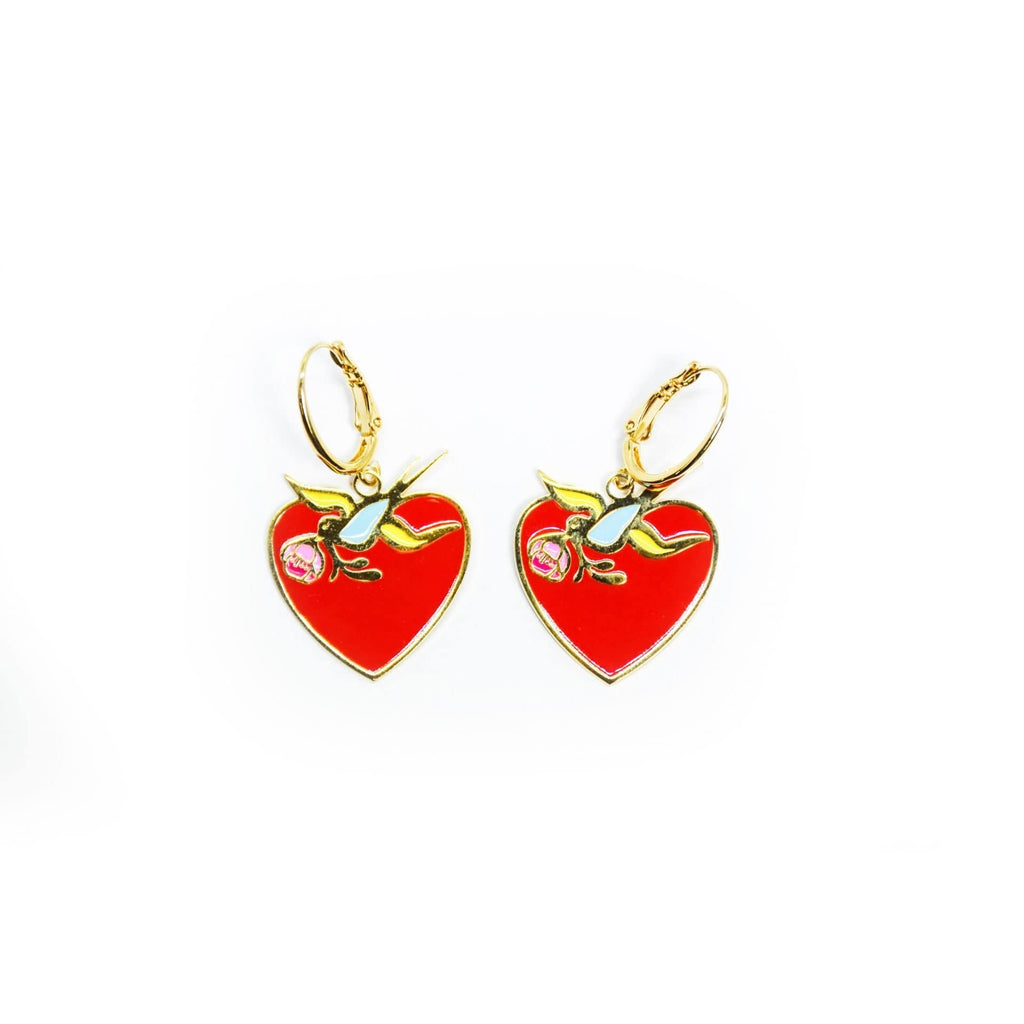 nuagedetoiles Orecchini Cuore rondine