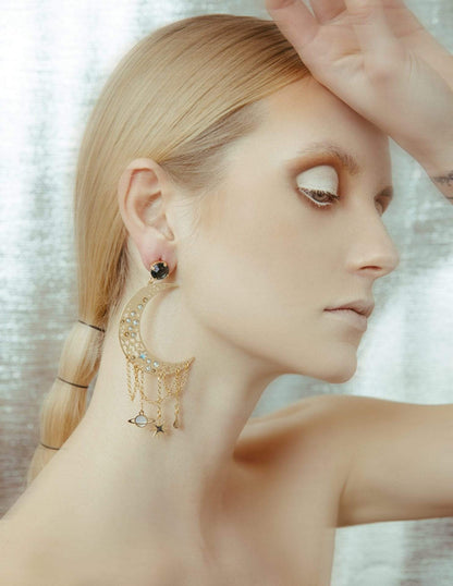 nuagedetoiles Orecchini Luna di Stelle