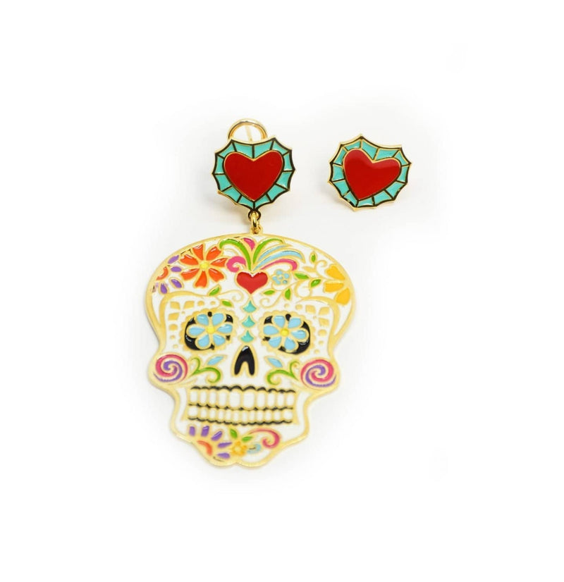 nuagedetoiles Orecchini Mexican Skull Frida