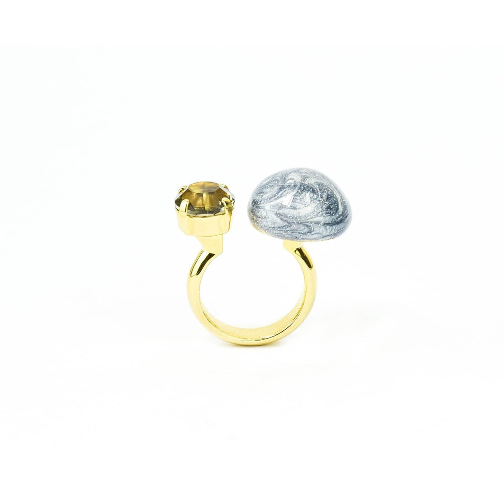 nuagedetoiles Oro Giallo Anello Luna con pietra