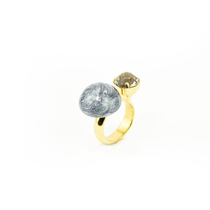nuagedetoiles Oro Giallo Anello Luna con pietra